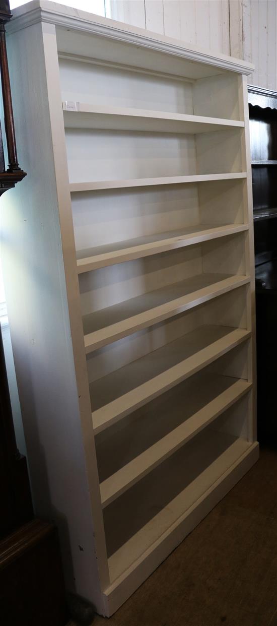 Large Victorian pine painted open bookcase